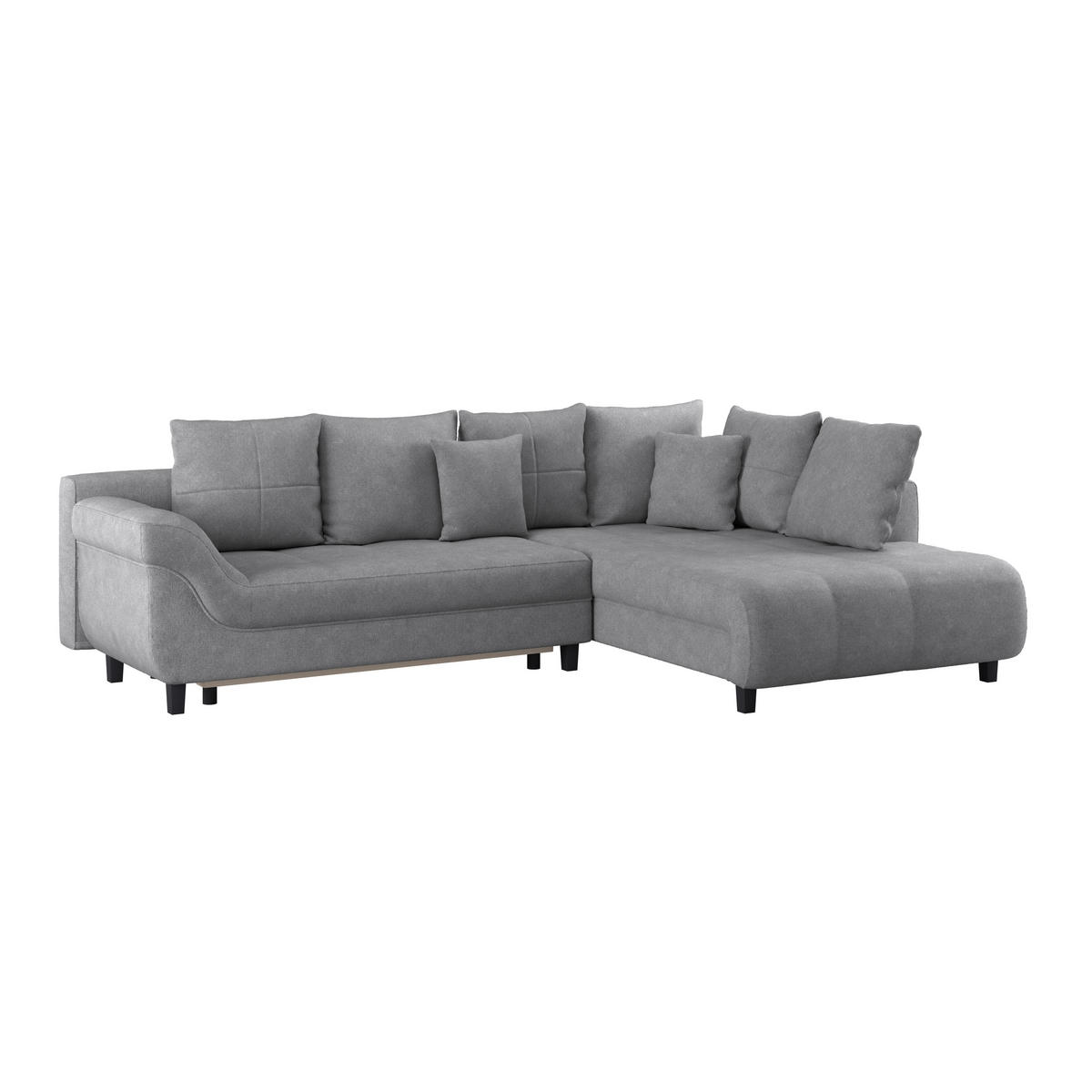 ECKSOFA in Webstoff Grau  - Schwarz/Grau, Design, Holz/Textil (309/197cm) - Livetastic