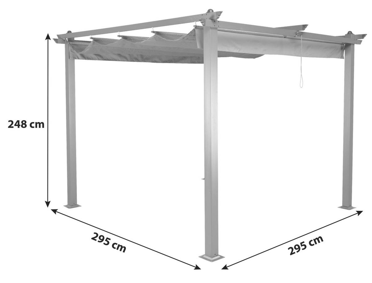 PERGOLA - mörkgrå, Klassisk, metall/textil (295/248/295cm) - Gardenson
