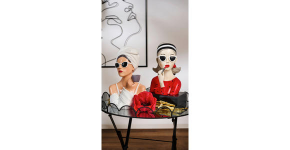 SKULPTUR - Beige/Rot, Trend, Kunststoff (17/26/17cm) - Ambia Home