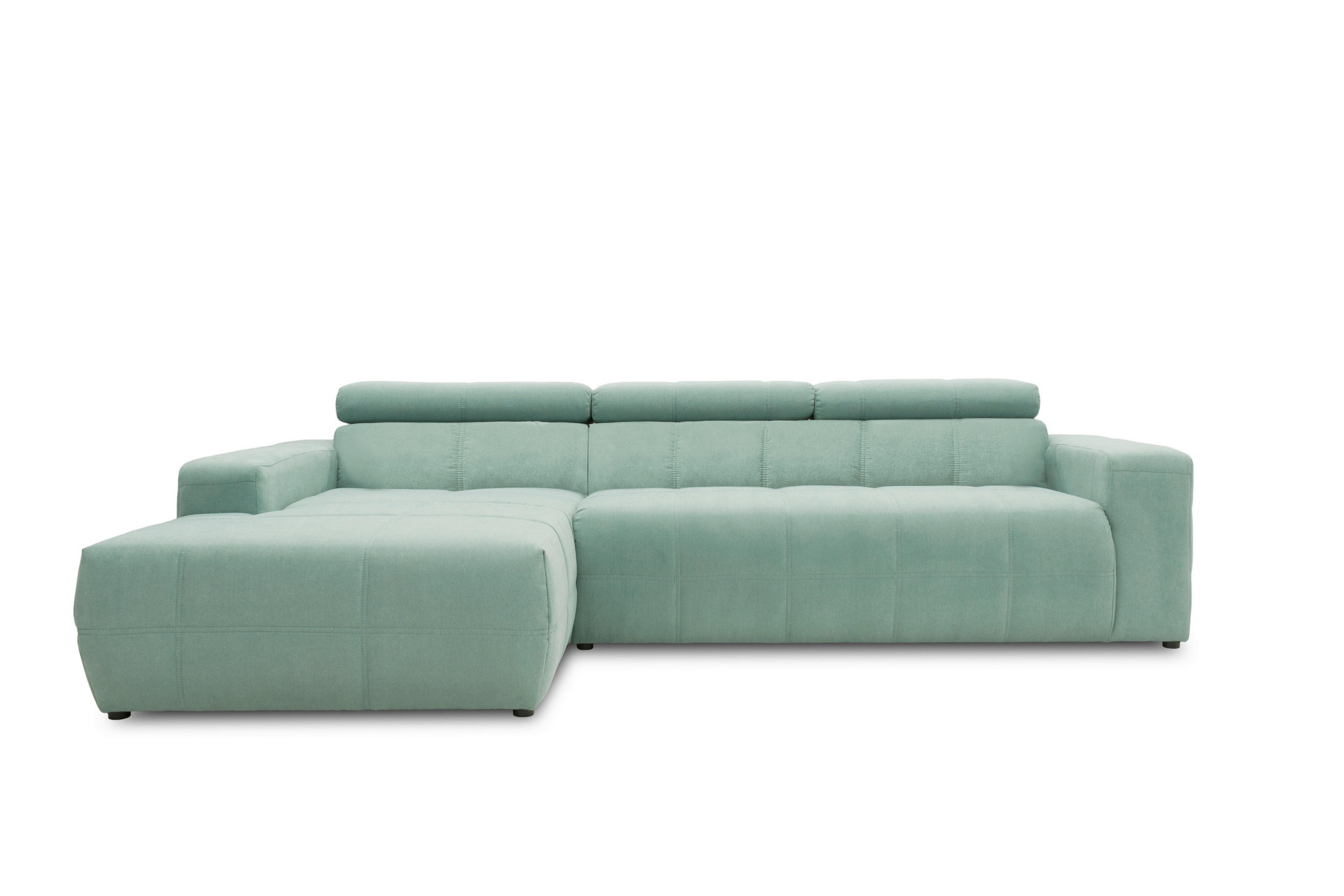 ECKSOFA Mintgrün Mikrofaser  - Schwarz/Mintgrün, Design, Kunststoff/Textil (175/285cm) - MID.YOU