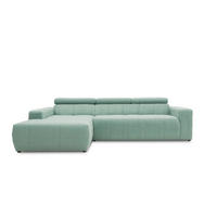 ECKSOFA in Mikrofaser Mintgrün  175/285 cm  - Schwarz/Mintgrün, Design, Kunststoff/Textil (175/285cm) - MID.YOU