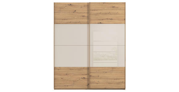 SCHWEBETÜRENSCHRANK 181/223/68 cm 2-türig Champagner, Eiche Artisan  - Champagner/Eichefarben, Design, Glas/Holzwerkstoff (181/223/68cm) - Xora