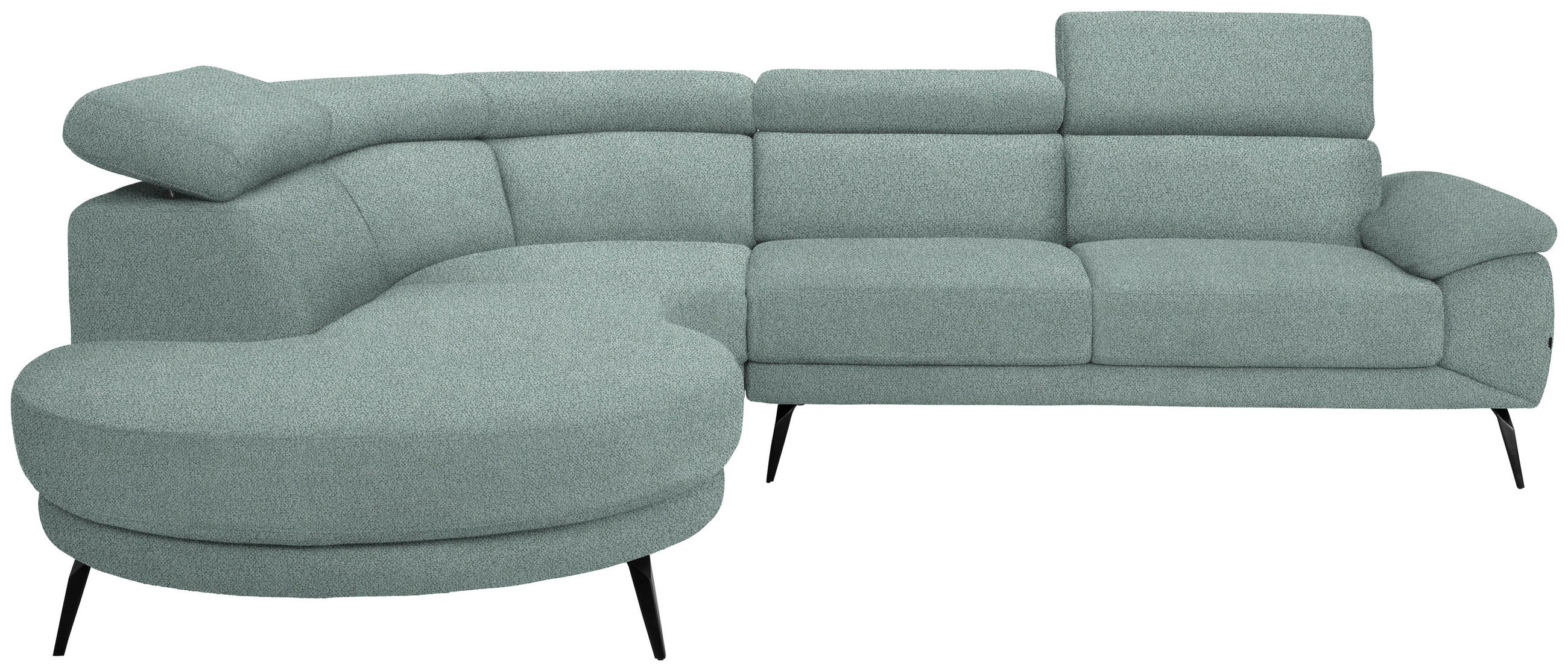 ECKSOFA Mintgrün Velours  - Schwarz/Mintgrün, Design, Textil/Metall (264/299cm) - Novel