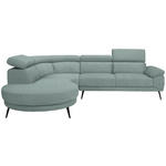 ECKSOFA in Velours Mintgrün  - Schwarz/Mintgrün, Design, Textil/Metall (264/299cm) - Novel