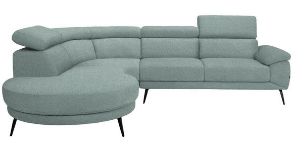 ECKSOFA Mintgrün Velours  - Schwarz/Mintgrün, Design, Textil/Metall (264/299cm) - Novel