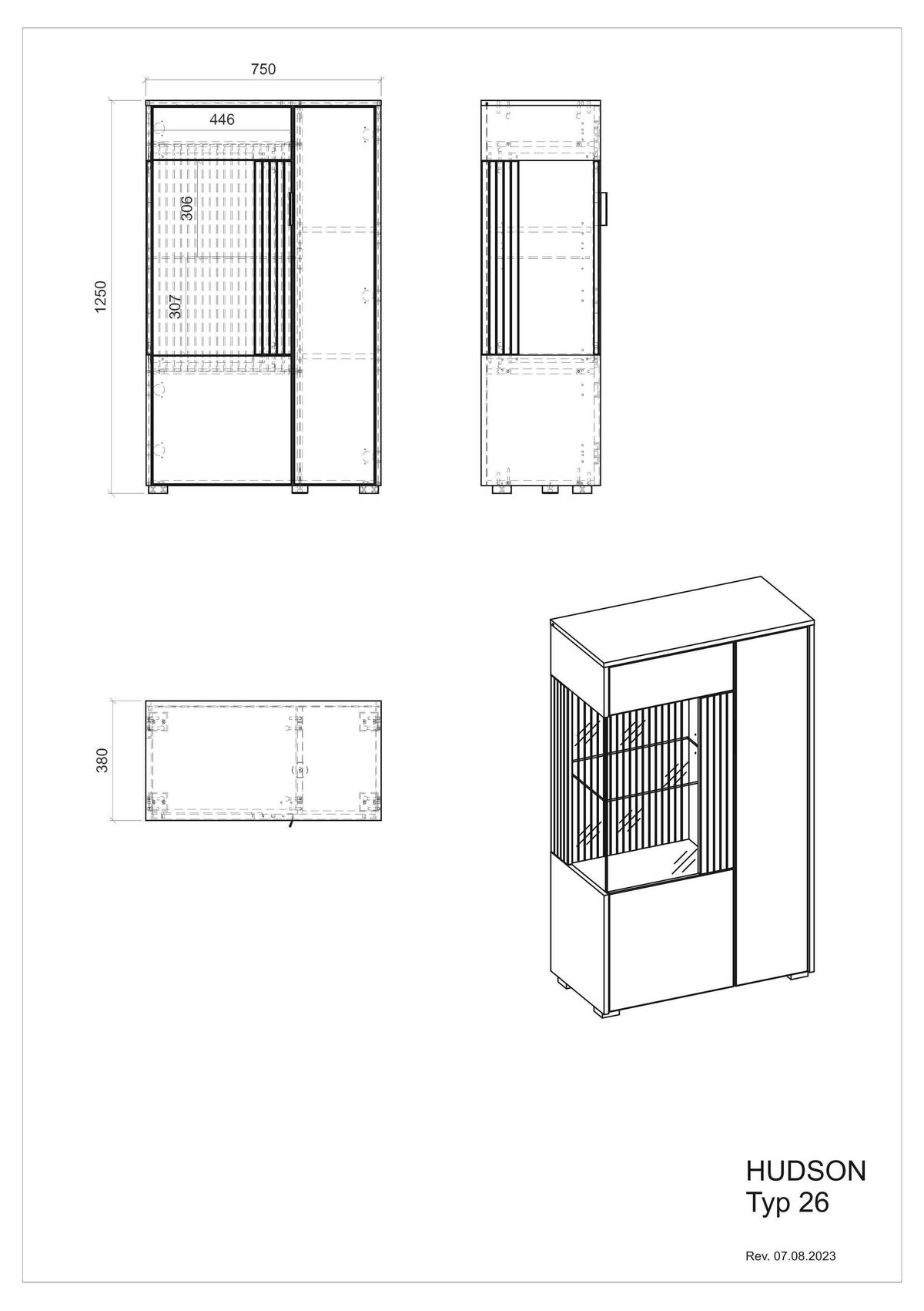 VITRINE in Weiß, Schwarz  - Schwarz/Weiß, Design, Glas/Holzwerkstoff (75/125/38cm) - MID.YOU
