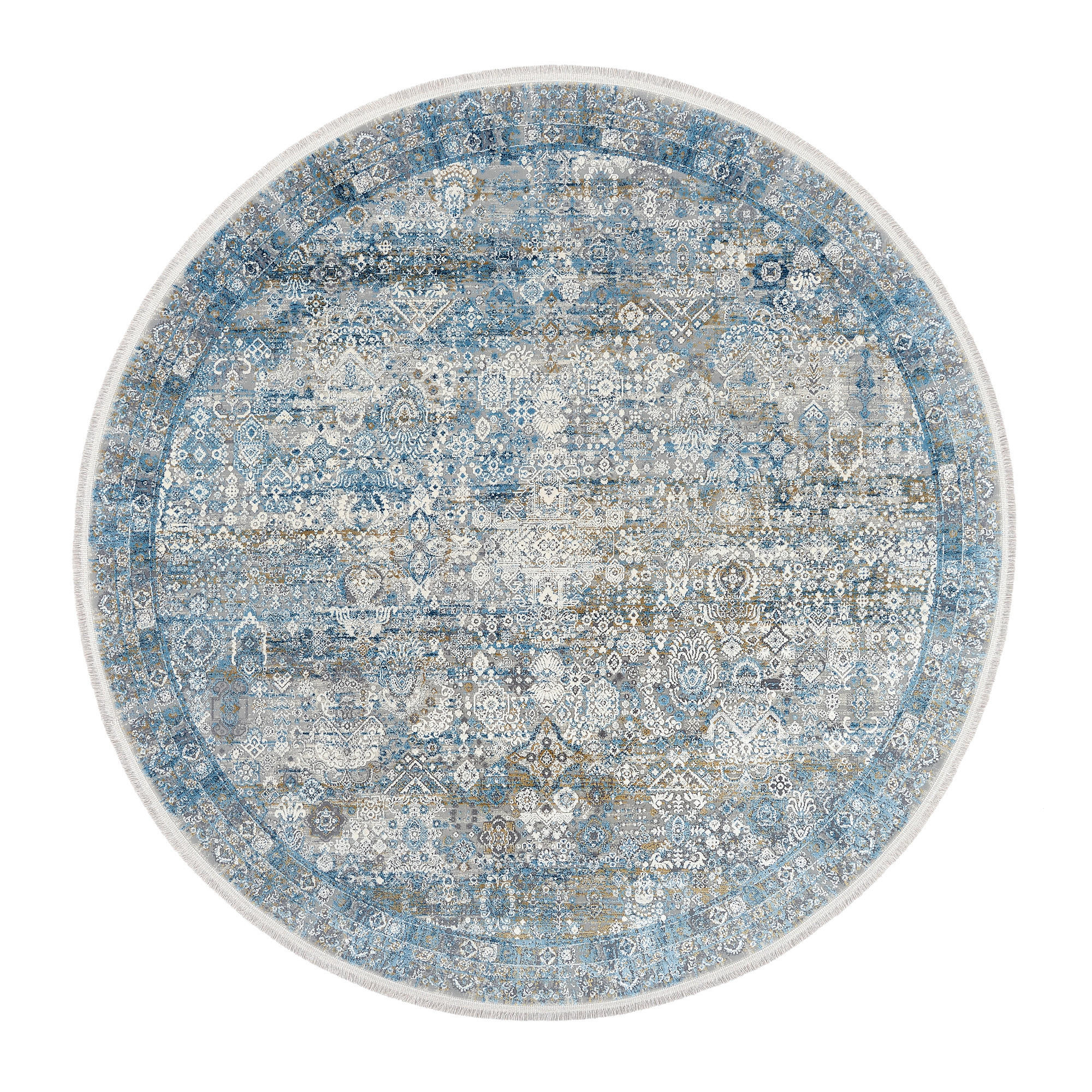 Webteppich Toulon Blau/Grau Rund Ø 200 cm