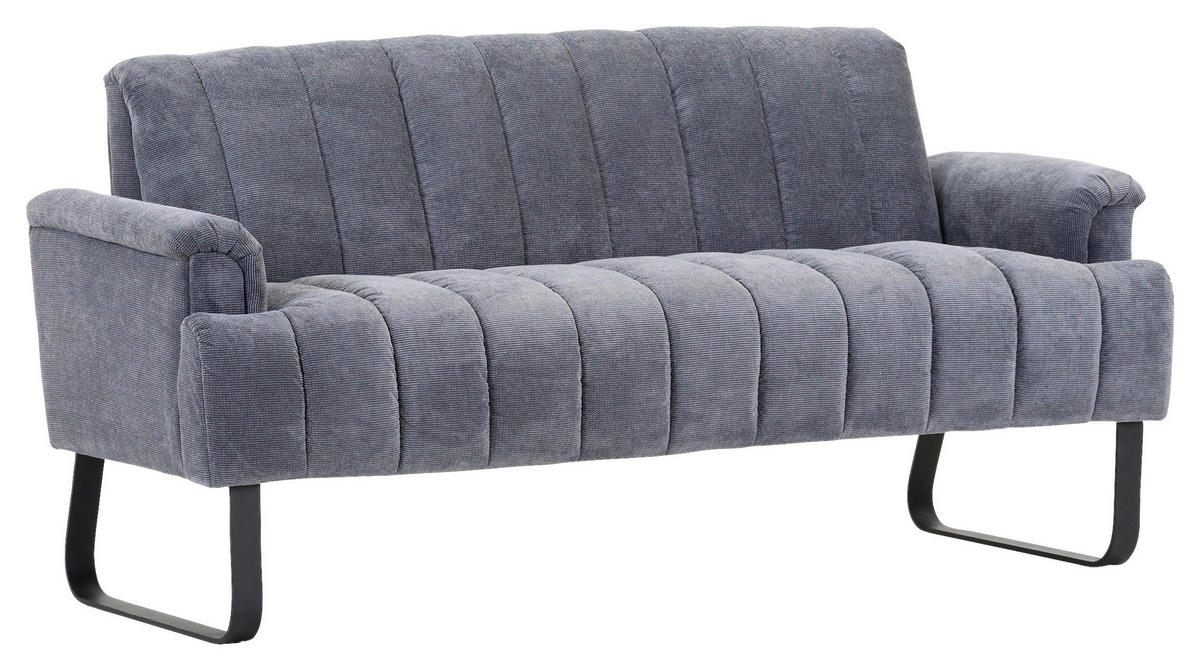 SITZBANK 195/89/75 cm Flachgewebe Dunkelgrau Metall  - Dunkelgrau/Schwarz, Design, Textil/Metall (195/89/75cm) - Novel