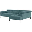 ECKSOFA Türkis Feincord  - Türkis/Schwarz, Design, Textil/Metall (280/205cm) - Xora