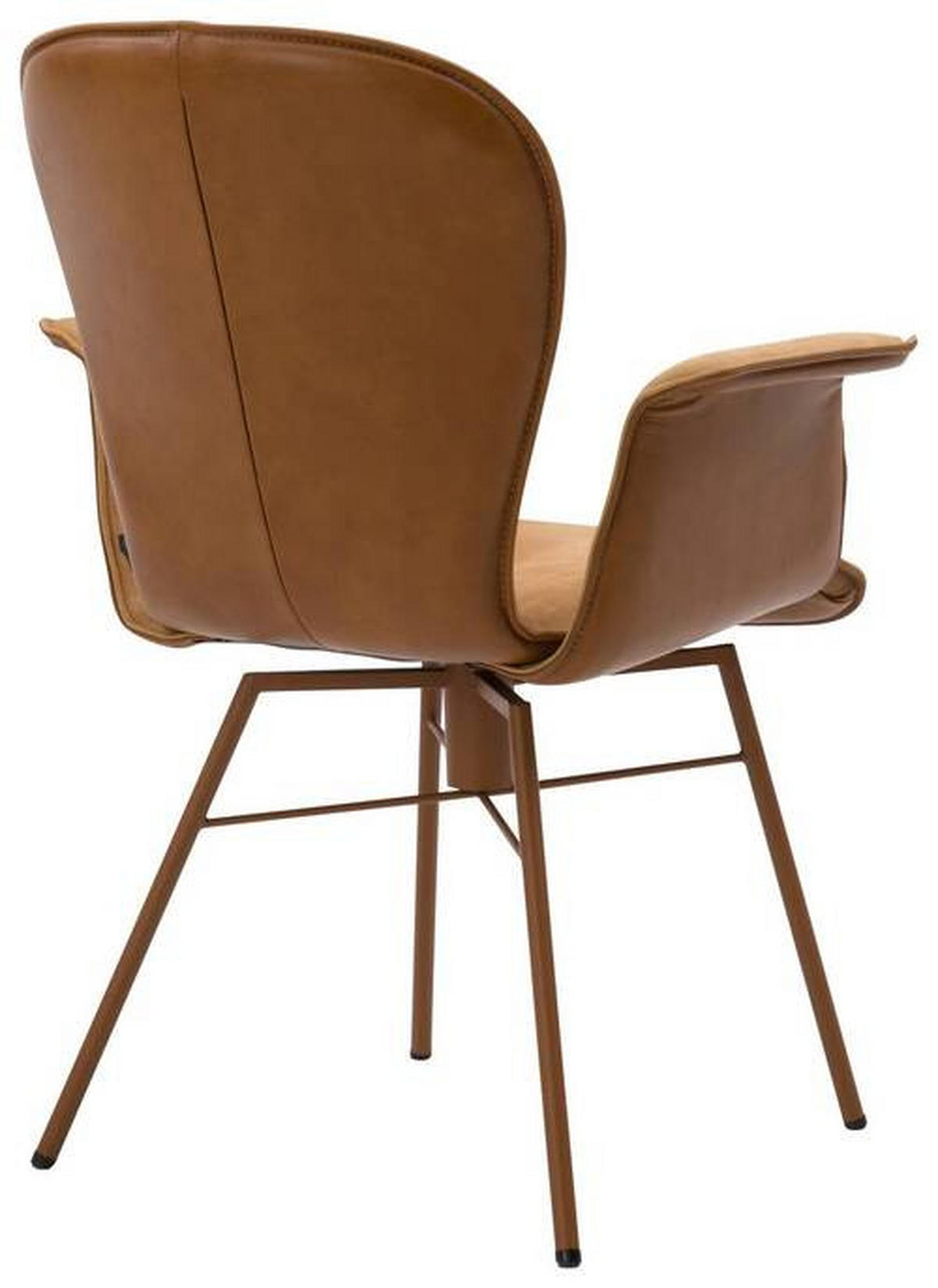 ARMLEHNSTUHL DREHBAR  in Echtleder naturbelassen  - Hellbraun/Cognac, Design, Leder/Metall (69/91/61cm) - Bert Plantagie