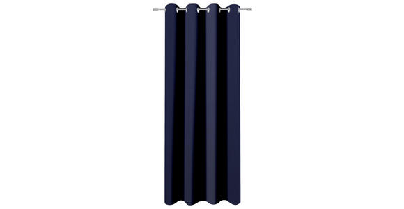 Vorhang mit Ösen Riena B: 140 cm, Verschiedene Farben - Blau/Anthrazit, KONVENTIONELL, Textil (140/240cm) - Ombra