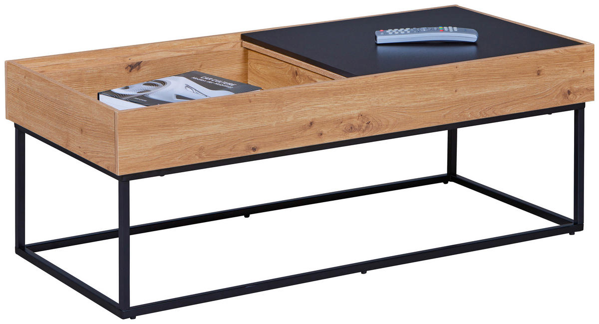 COUCHTISCH 110/50/40 cm rechteckig Schwarz, Eiche Artisan  - Schwarz/Eiche Artisan, Design, Holzwerkstoff/Metall (110/50/40cm) - Livetastic
