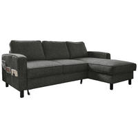 ECKSOFA  in Struktur Dunkelgrau  228/148 cm  - Dunkelgrau/Schwarz, Holz/Textil (228/148cm) - MID.YOU