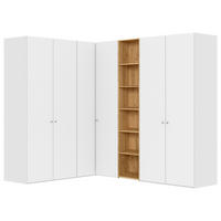 ECKKLEIDERSCHRANK 242/220/209 cm Weiß, Eichefarben  - Eichefarben/Silberfarben, Design, Glas/Holz (242/220/209cm) - Jutzler