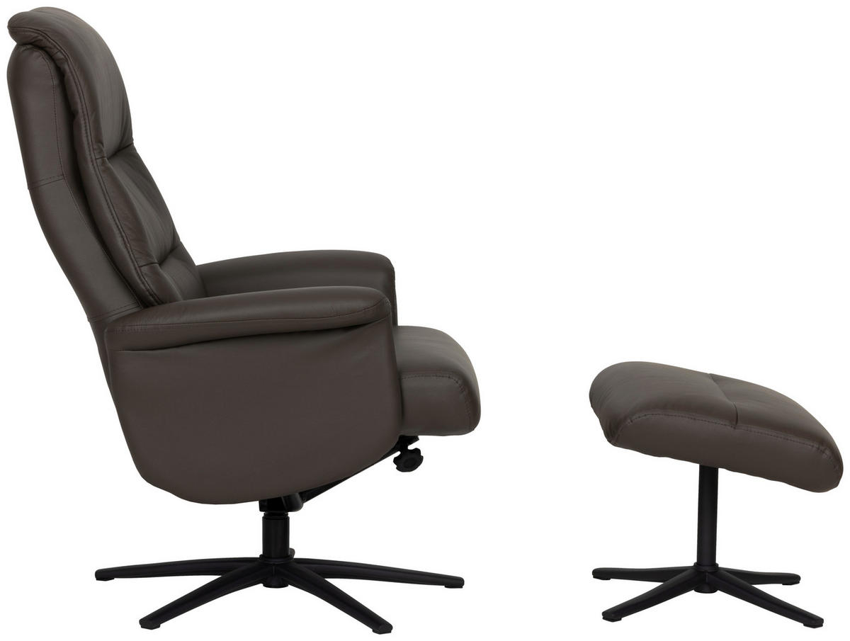 RELAXSESSELSET Lederlook Echtleder    - Schwarz/Braun, Design, Leder/Textil (76/107/79cm) - Livetastic