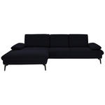 ECKSOFA Dieter Knoll in Chenille, Mikrofaser Schwarz  157/299 cm  - Schwarz, Design, Textil/Metall (157/299cm) - Dieter Knoll