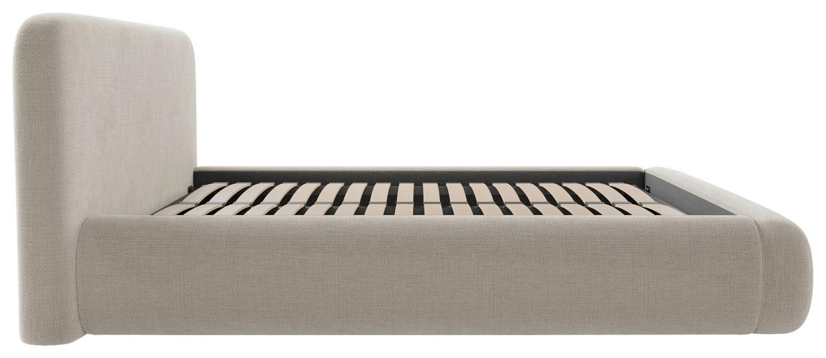 POLSTERBETT 180/200 cm,  in Taupe, gepolstertes Kopfteil, Lattenrost, Bettkasten,  - Taupe/Schwarz, Design, Holz/Textil (180/200cm) - Chameo
