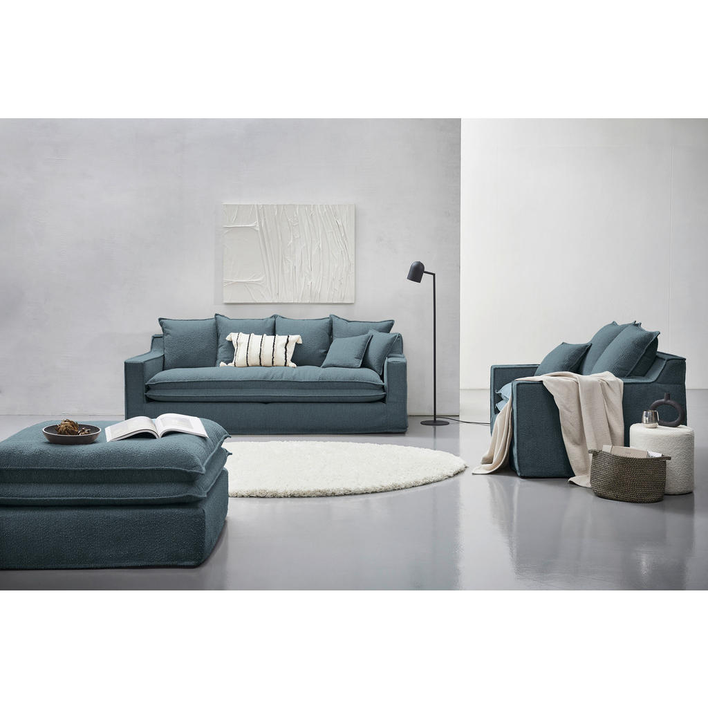 Thumbnail - Livetastic Hussen-3-Sitzer-Sofa, Blau, Textil, Füllung: Schaumstoff,Polyester, Federn, 227x92x105 cm, Made in EU, Wohnzi...