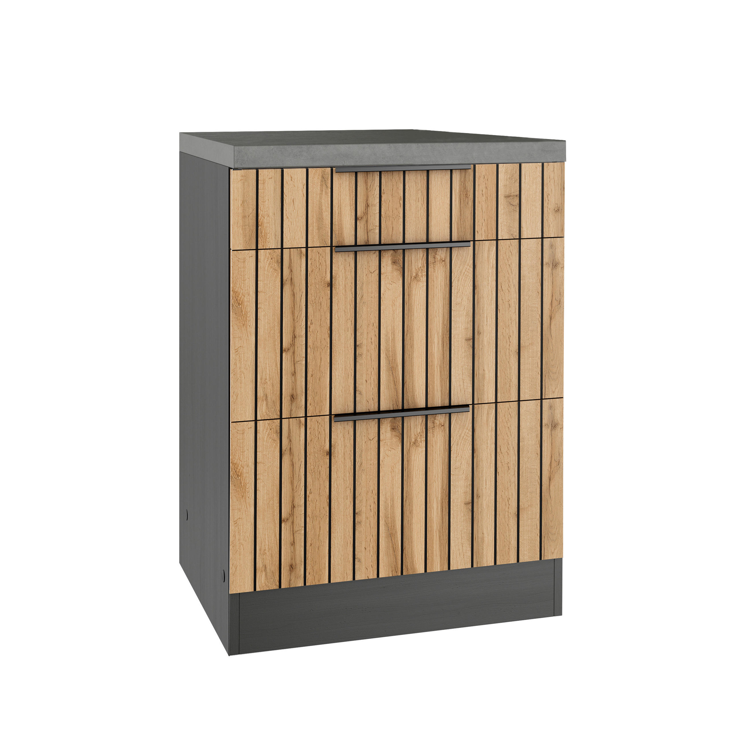 SCHUBKASTENUNTERSCHRANK 60/86/60 cm  in Graphitfarben, Eiche Wotan  - Schieferfarben/Eiche Wotan, Basics, Holzwerkstoff/Metall (60/86/60cm) - Held
