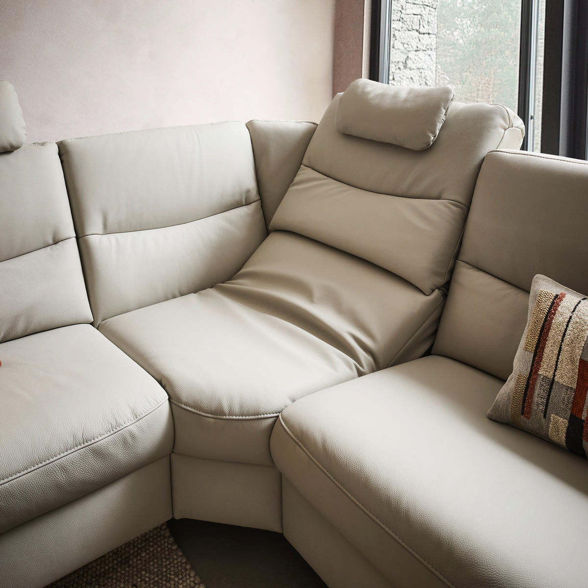 ECKSOFA in Echtleder Hellgrau  - Anthrazit/Hellgrau, Design, Leder/Metall (249/280cm) - Himolla Komfortklass
