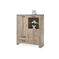 KOMMODE  in 122/140/45 cm  - Eichefarben/Anthrazit, Basics, Glas/Holzwerkstoff (122/140/45cm) - MID.YOU