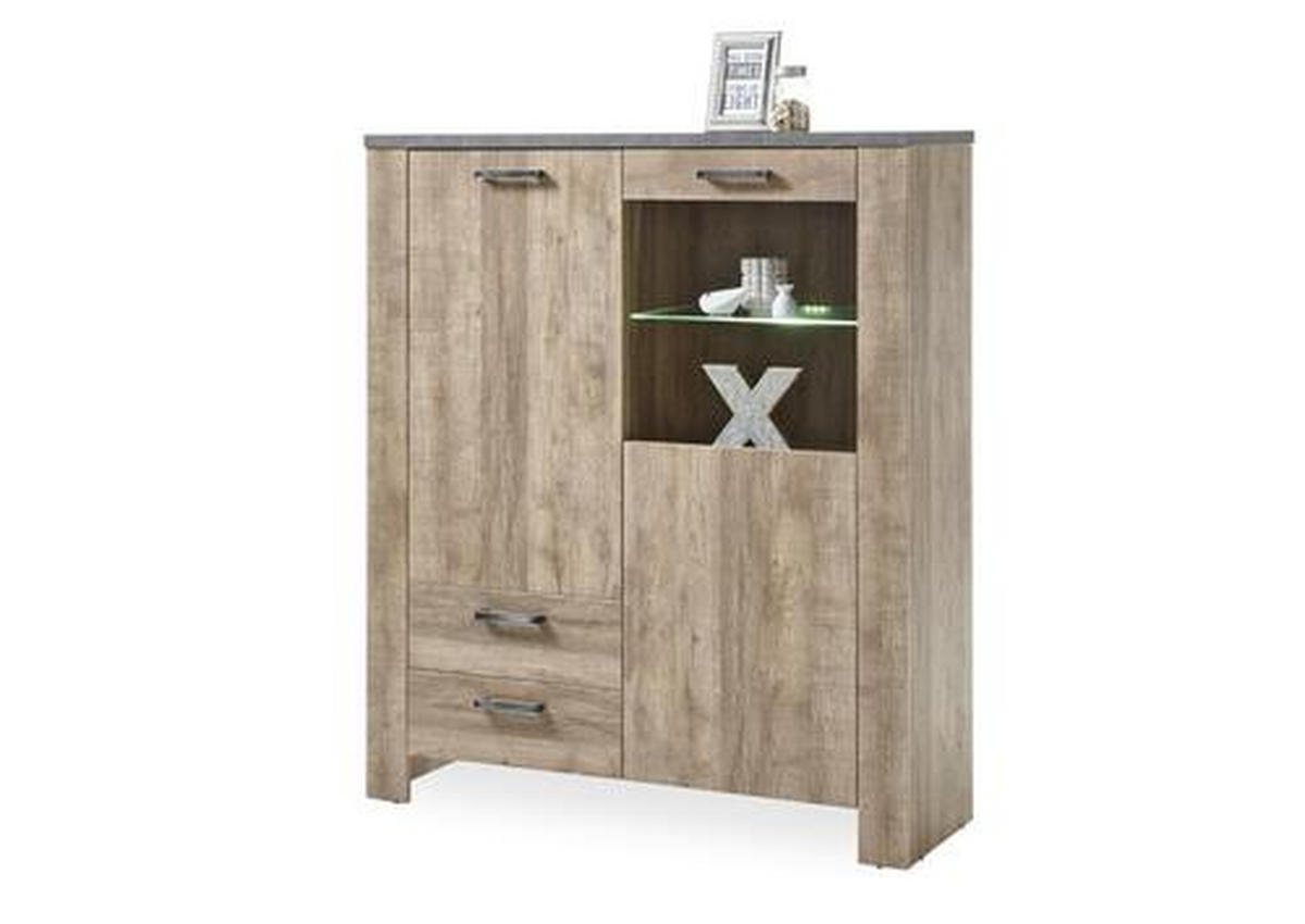 KOMMODE  in 122/140/45 cm  - Eichefarben/Anthrazit, Basics, Glas/Holzwerkstoff (122/140/45cm) - MID.YOU