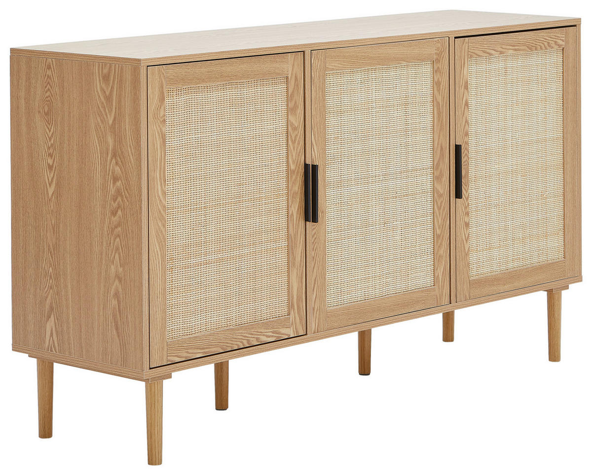 ŠIROKA KOMODA, naravne barve  - črna/naravne barve, Natur, kovina/leseni material (140/80/39cm) - MID.YOU
