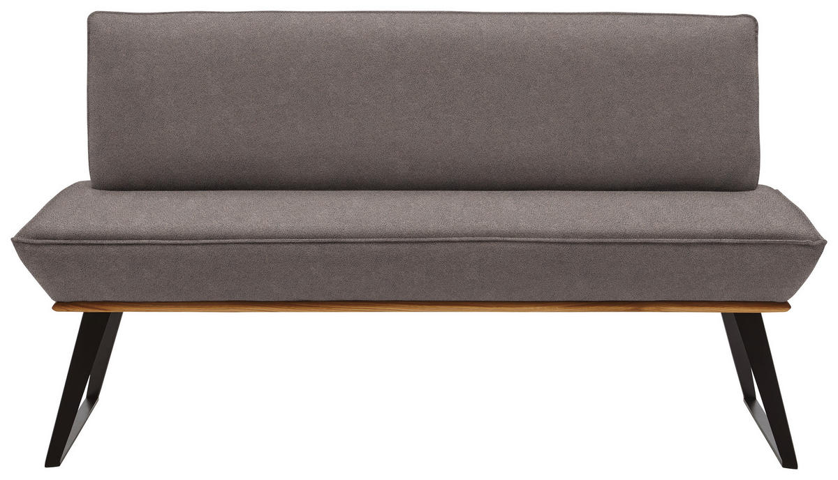 SITZBANK 180/87/64 cm  in Schwarz, Eichefarben, Graubraun  - Eichefarben/Graubraun, Design, Holz/Textil (180/87/64cm) - Voleo