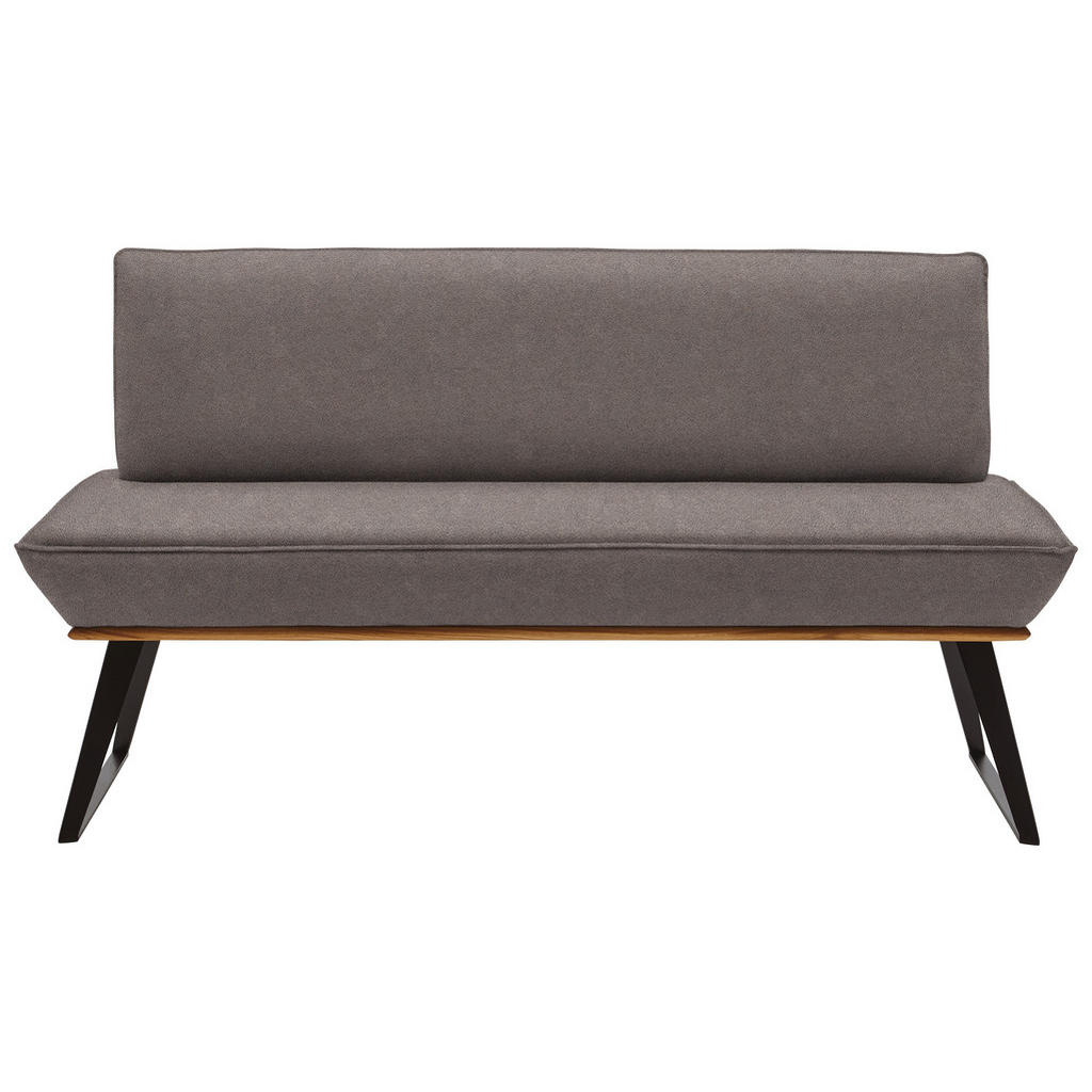 Thumbnail - Voleo Sitzbank, Schwarz, Eiche, Graubraun, Holz, Metall, Textil, Eiche, massiv, Uni, 3-Sitzer, 180x87x64 cm, Stoffauswah...