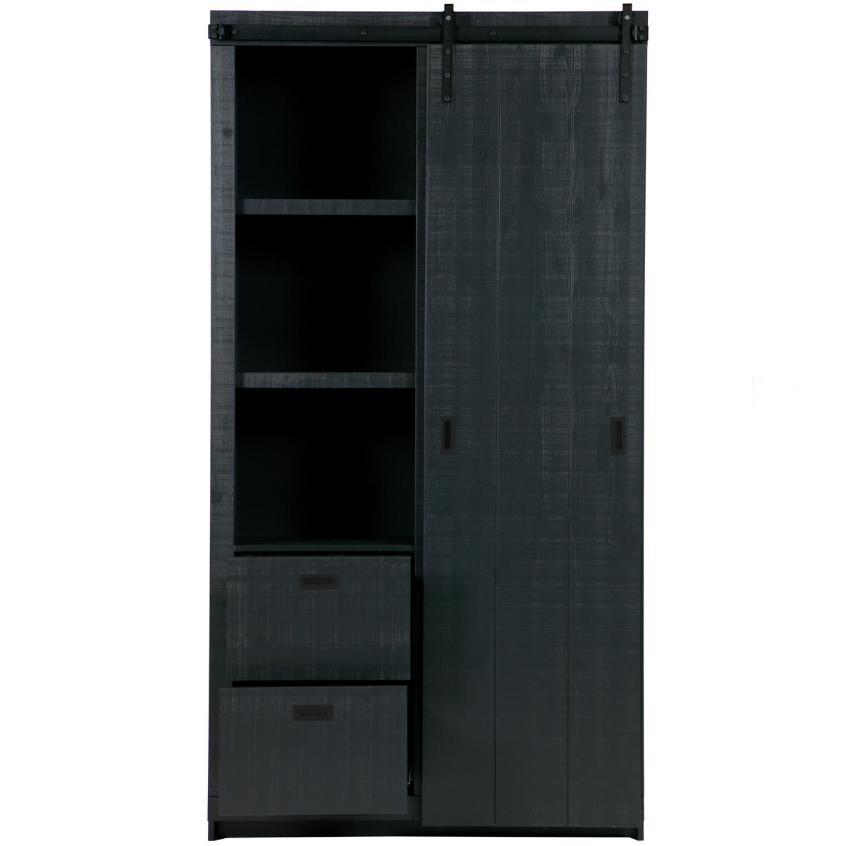 MEHRZWECKSCHRANK 122/230/37 cm  in Schwarz  - Schwarz, Design, Holz/Metall (122/230/37cm) - Livetastic