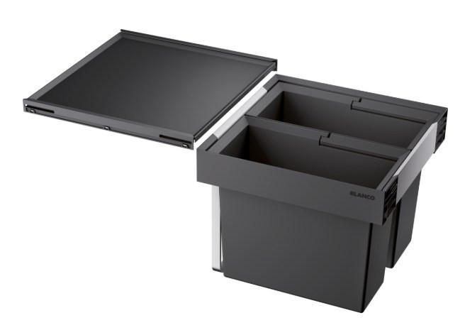 EINBAUABFALLSAMMLER 32 L  - Edelstahlfarben/Anthrazit, Basics, Kunststoff/Metall (51,2/37,1/40cm) - Blanco