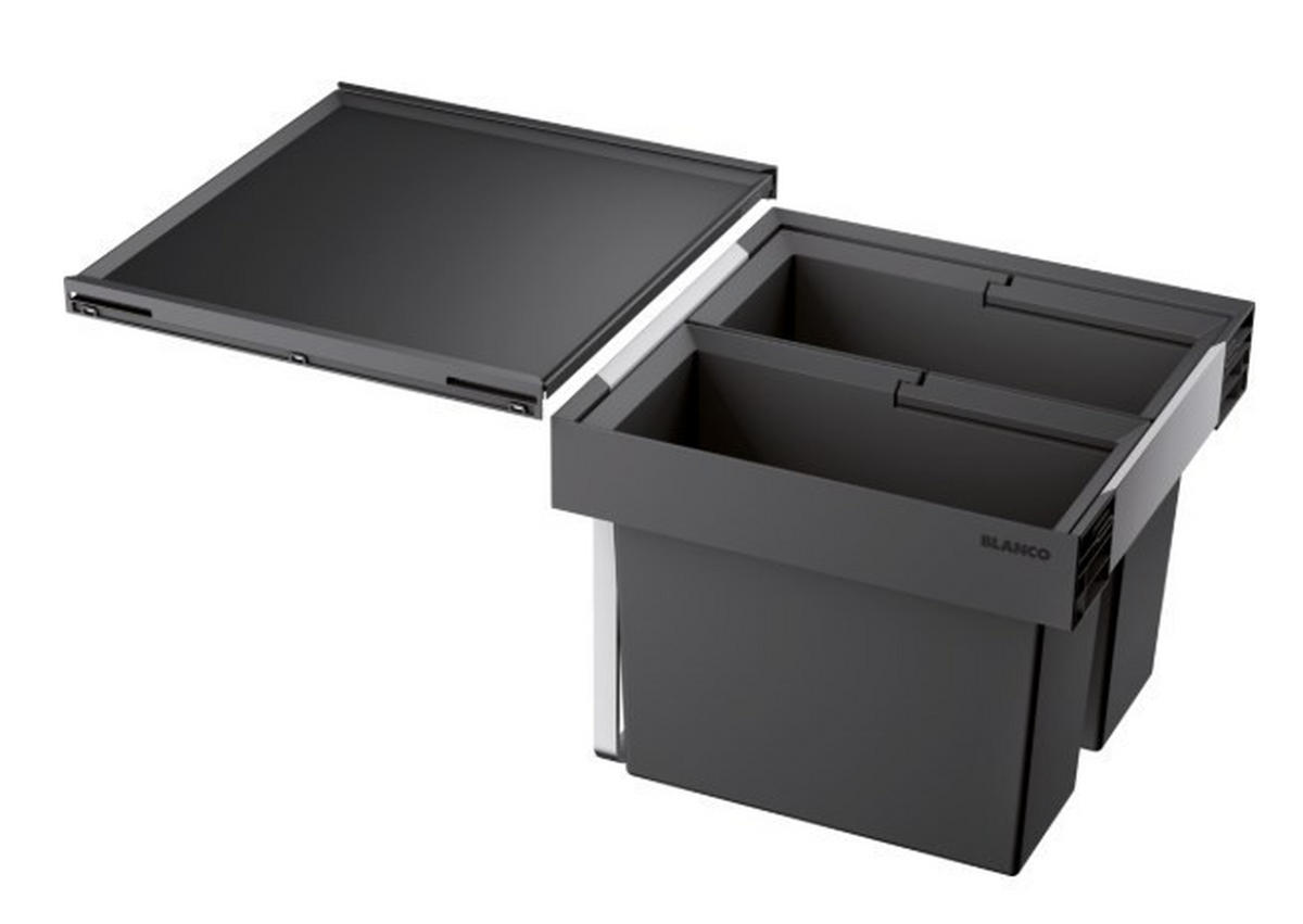 EINBAUABFALLSAMMLER 32 L  - Edelstahlfarben/Anthrazit, Basics, Kunststoff/Metall (51,2/37,1/40cm) - Blanco