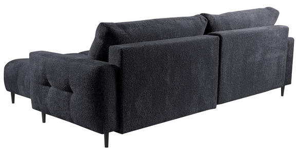 ECKSOFA Graphitfarben Chenille  inkl. Rückenkissen, Bettkasten, Schlaffunktion, Rücken echt, Liegefläche im Originalstoff  - Schwarz/Graphitfarben, KONVENTIONELL, Holz/Textil (266/180cm) - Carryhome