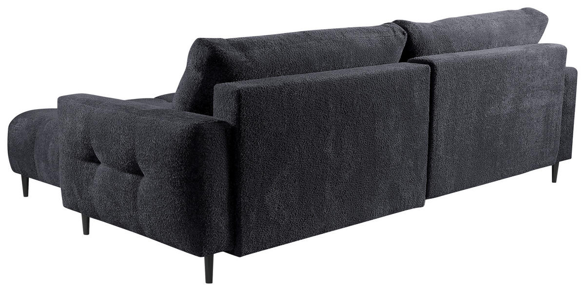 ECKSOFA in Chenille Graphitfarben  - Schwarz/Graphitfarben, Konventionell, Holz/Textil (266/180cm) - MID.YOU