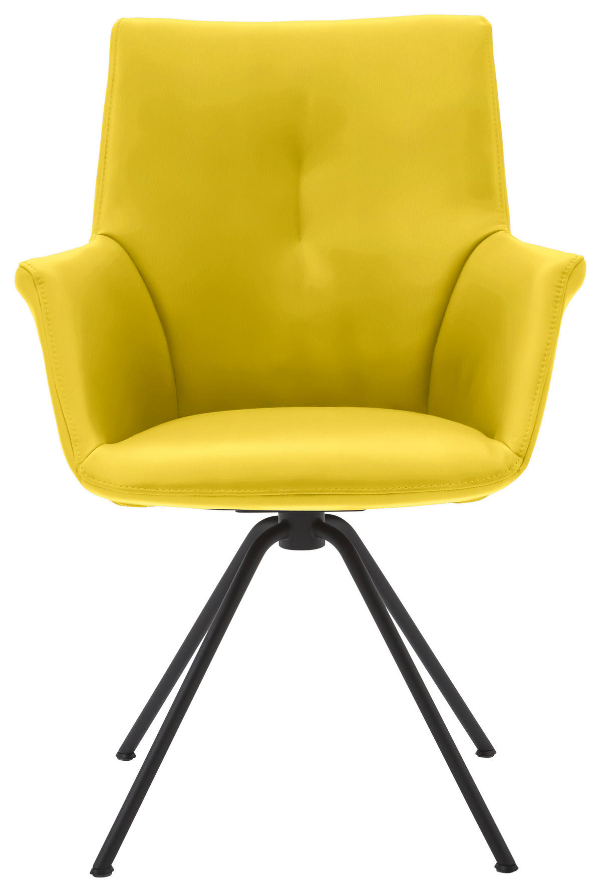 ARMLEHNSTUHL  in Stahl Echtleder pigmentiert  - Gelb/Schwarz, Design, Leder/Metall (65/91/63cm) - Dieter Knoll