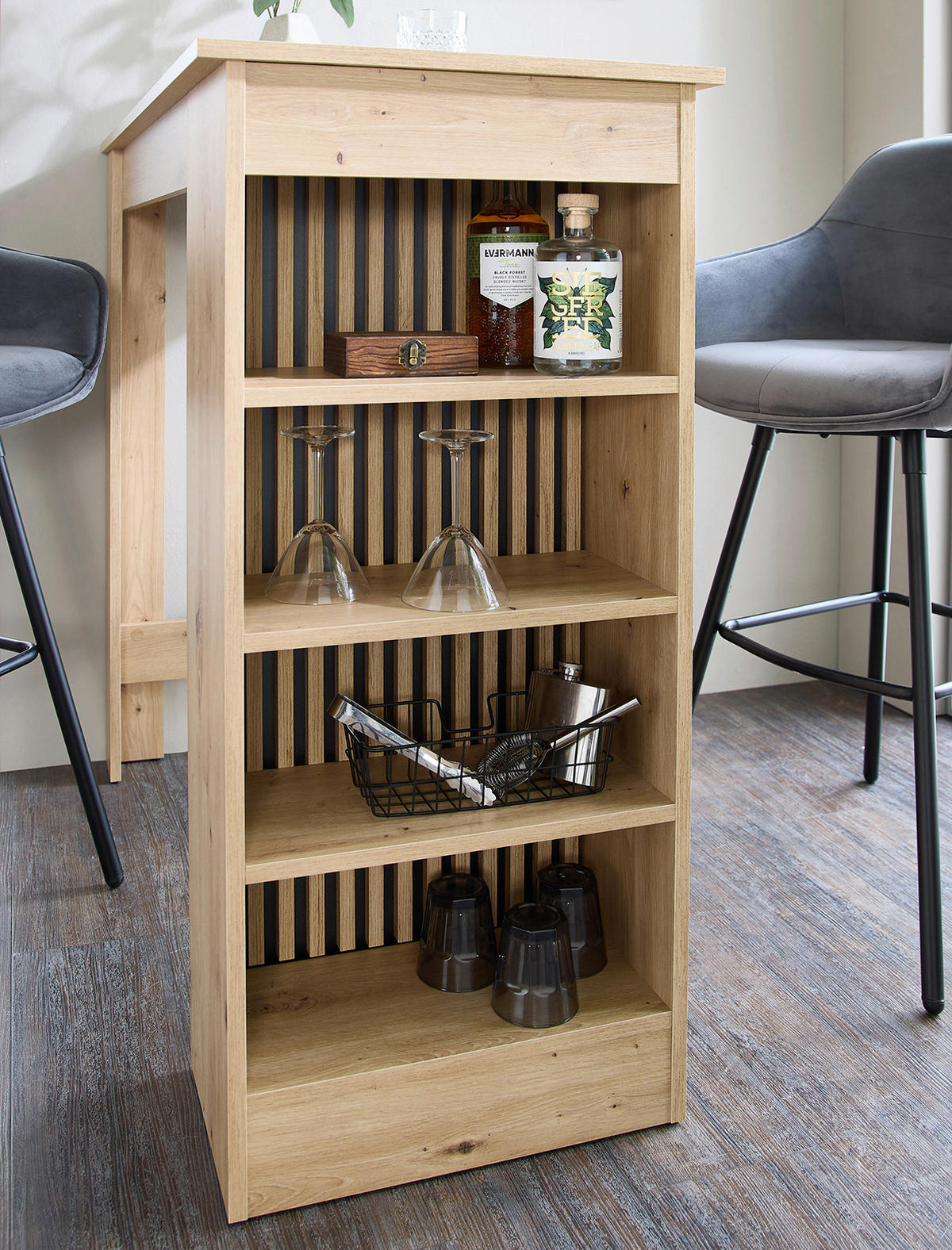 BARTISCH rechteckig Schwarz, Eiche Artisan  - Schwarz/Eiche Artisan, MODERN, Holzwerkstoff (115/50/103cm) - MID.YOU