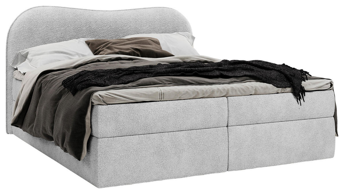 BOXBETT 160/200 cm  in Hellgrau  - Hellgrau/Schwarz, Design, Holz/Holzwerkstoff (160/200cm) - Chameo