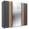 SCHWEBETÜRENSCHRANK  in Graphitfarben, Eiche Artisan  - Schwarz/Graphitfarben, Trend, Glas/Holzwerkstoff (225/208/64cm) - Ti'me