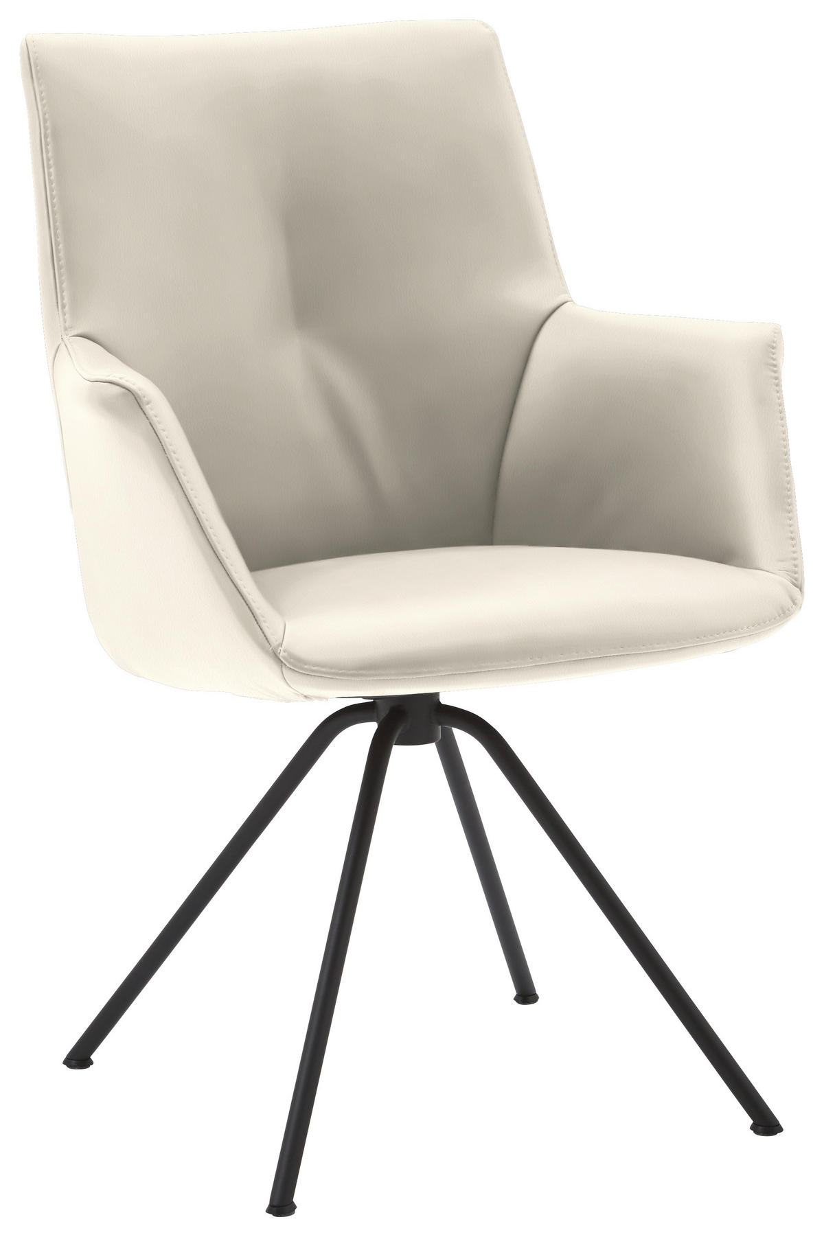 ARMLEHNSTUHL Stahl Echtleder pigmentiert  - Schwarz/Naturfarben, Design, Leder/Metall (60/90/61cm) - Dieter Knoll