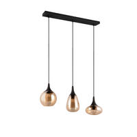 PENDELLAMPA Lumina 68,8/19,5/150 cm  - bärnstensfärgad/svart, Design, metall/glas (68,8/19,5/150cm) - Trio Leuchten