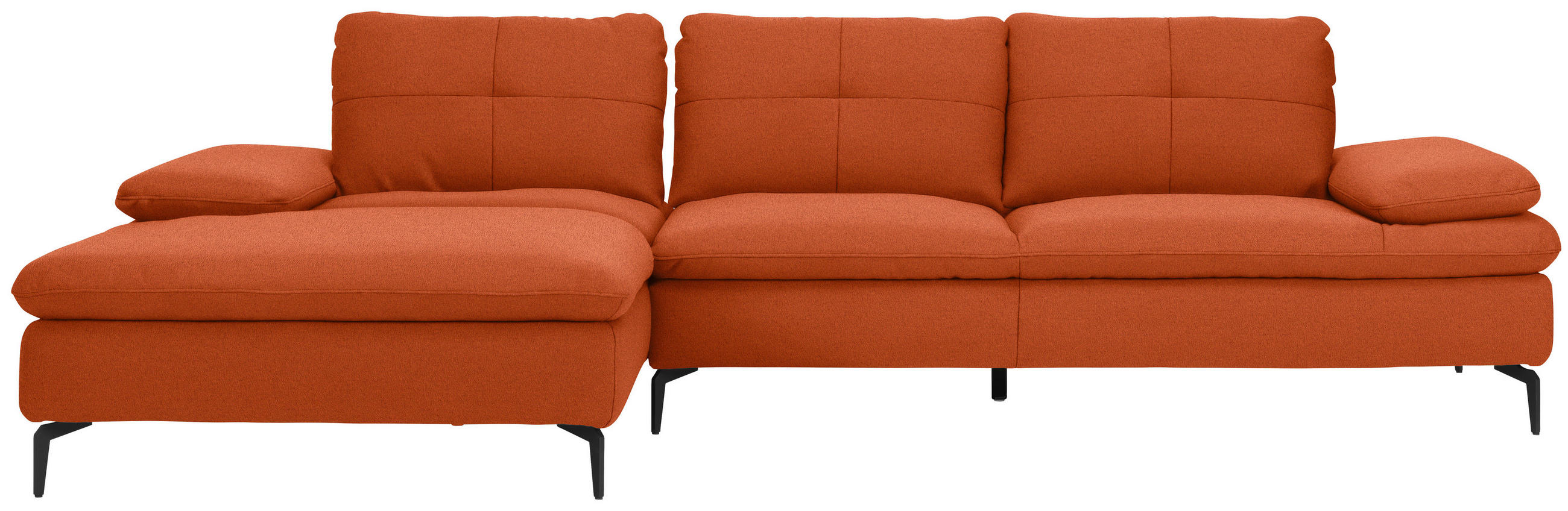 ECKSOFA in Webstoff Terracotta  - Terracotta/Schwarz, Design, Textil/Metall (179/301cm) - Chilliano