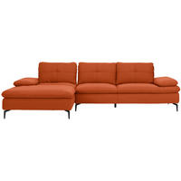 ECKSOFA in Webstoff Terracotta  - Terracotta/Schwarz, Design, Textil/Metall (179/301cm) - Chilliano