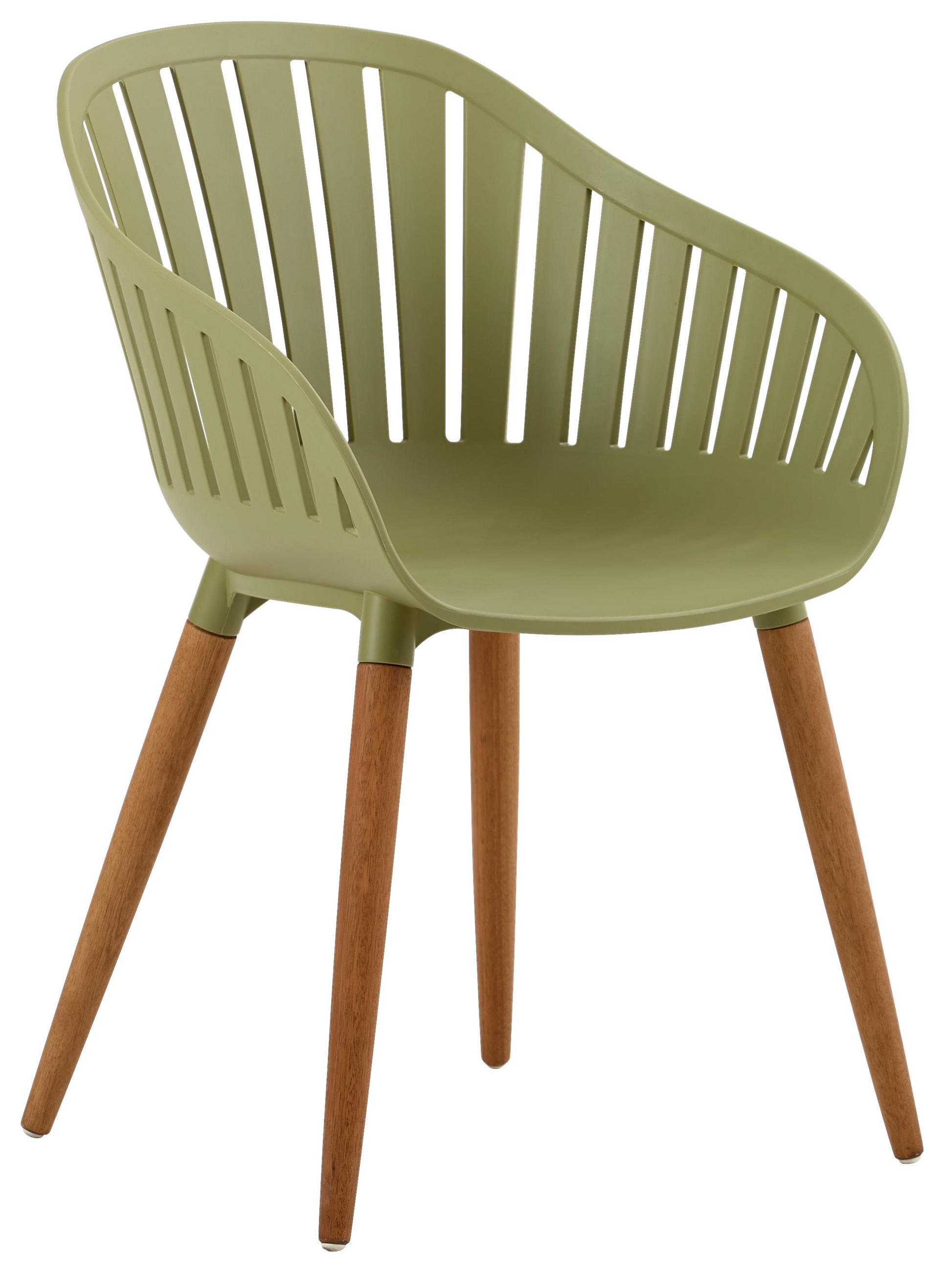 Gartensessel in Holz, Kunststoff Grün, Teakfarben