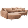 ECKSOFA Dunkelorange Chenille  - Dunkelorange/Schwarz, MODERN, Textil/Metall (200/285cm) - Carryhome