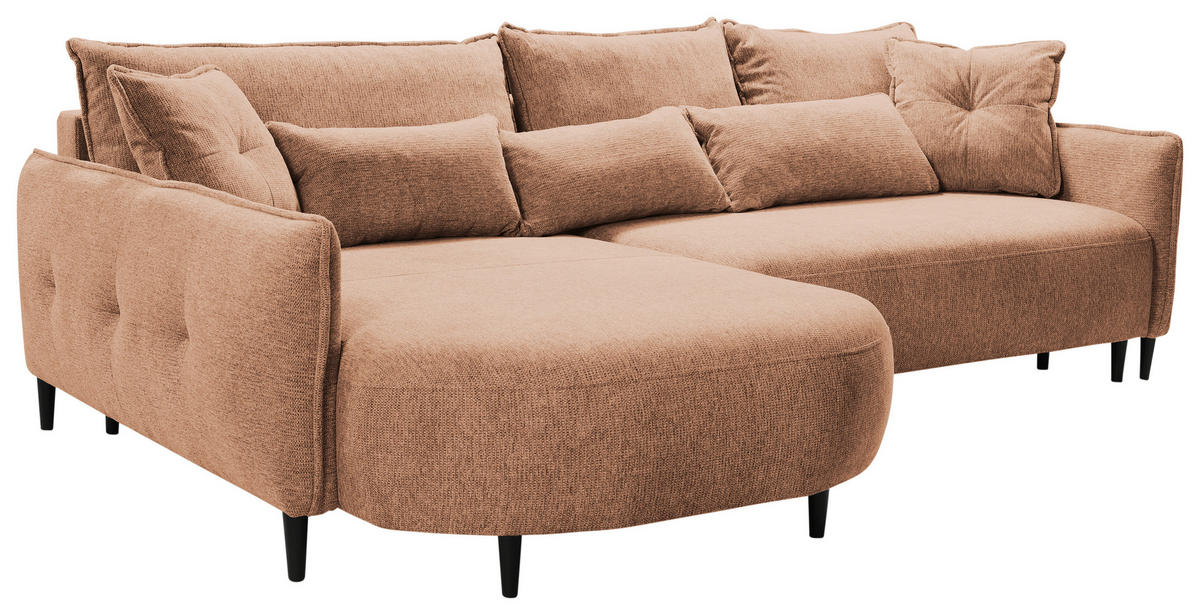 ECKSOFA in Chenille Dunkelorange  - Dunkelorange/Schwarz, Modern, Textil/Metall (200/285cm) - MID.YOU