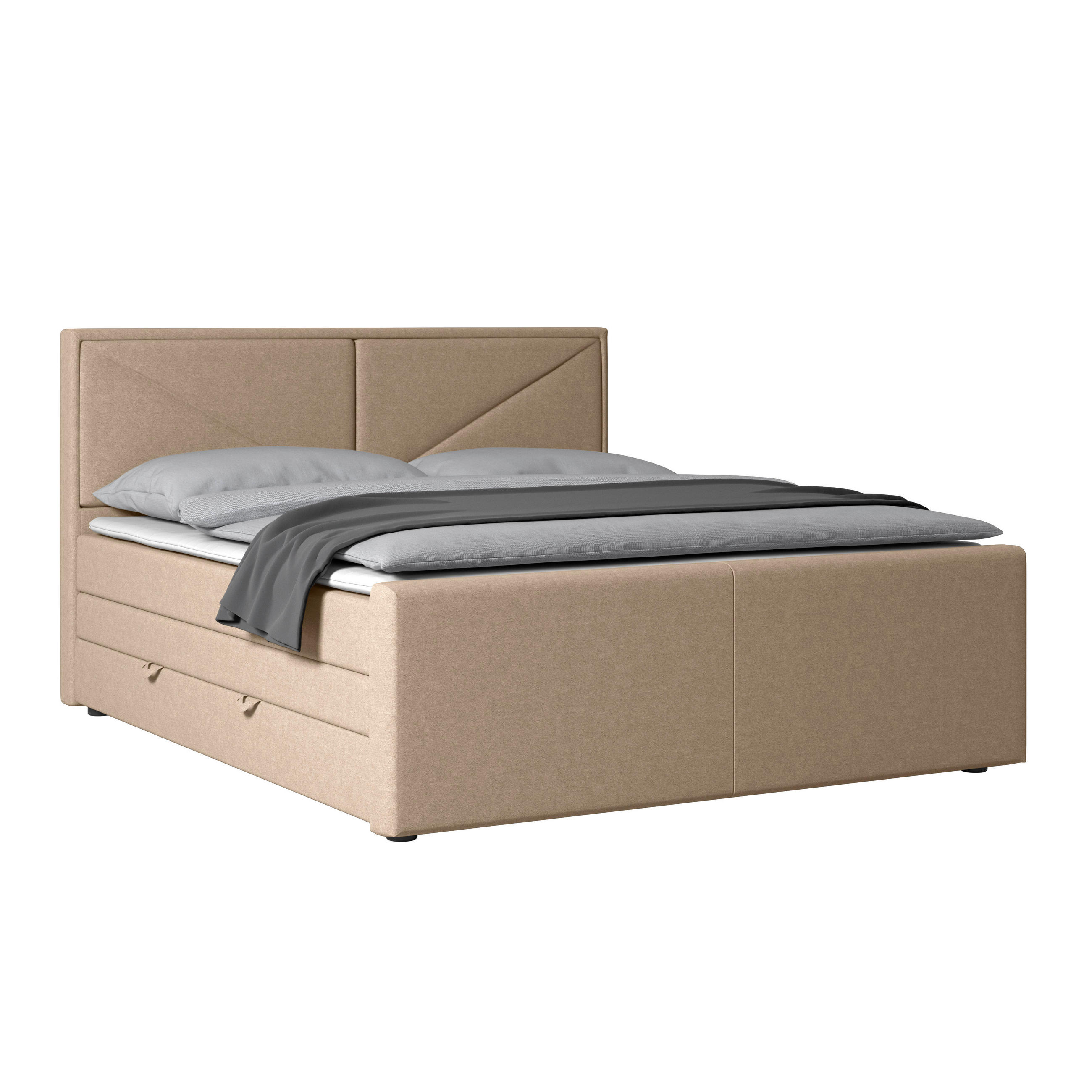 POSTELJA BOXSPRING 140 cm x 200 cm , les, kovina, umetna masa, tekstil naravne barve - naravne barve, Moderno, kovina/umetna masa (140/200cm) - MID.YOU