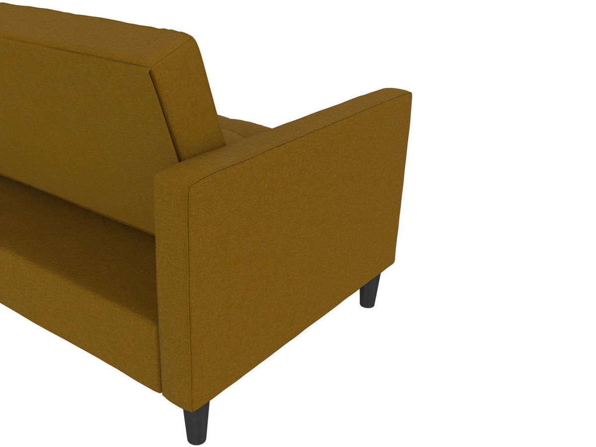 ECKSOFA PALERMO Currygelb Webstoff, Leinenoptik Schlaffunktion, Stauraum  - Currygelb/Schwarz, Basics, Kunststoff/Textil (213/154cm) - Livetastic