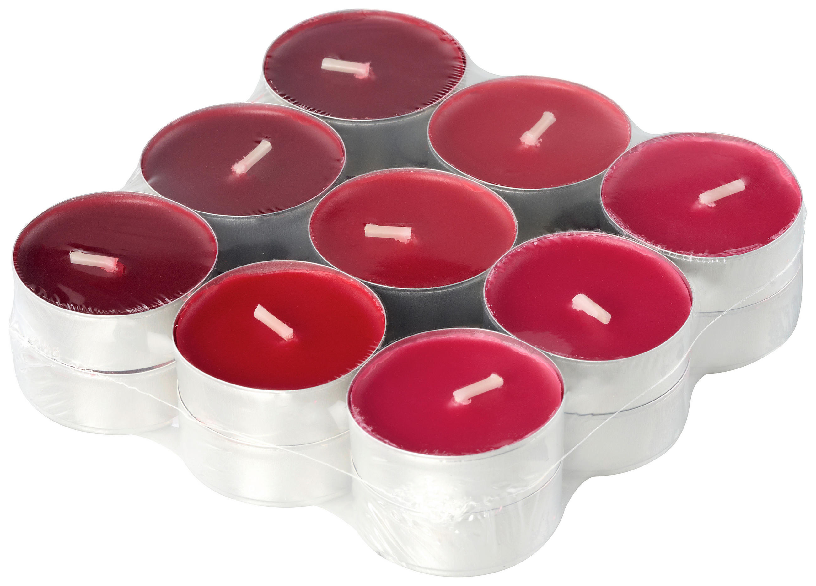 TEELICHTSET 18 Stück  - Bordeaux/Hellrot, Basics, Naturmaterialien/Paraffin (11,4/2,9cm) - Ambia Home
