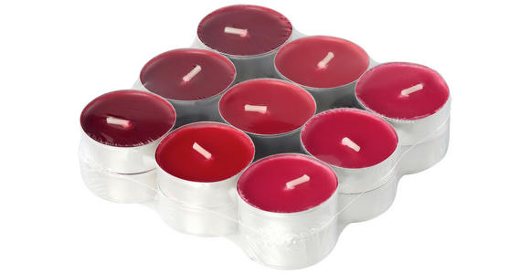 TEELICHTSET 18 Stück  - Bordeaux/Hellrot, Basics, Naturmaterialien/Paraffin (11,4/2,9cm) - Ambia Home