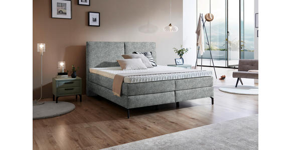 BOXSPRINGBETT 160/200 cm  in Grau  - Schwarz/Grau, KONVENTIONELL, Textil/Metall (160/200cm) - Dieter Knoll